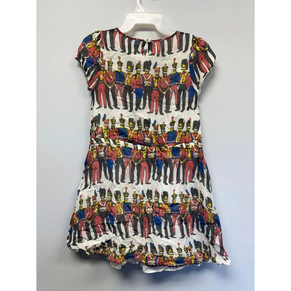 Johnnie B Boden Girls Nutcracker Toy Soldier Print Dress White Red Blue 11-12Y
